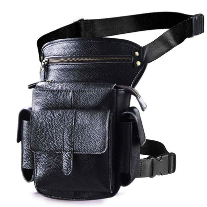 Herren Leder Hüfttasche Gürteltasche Schwarz