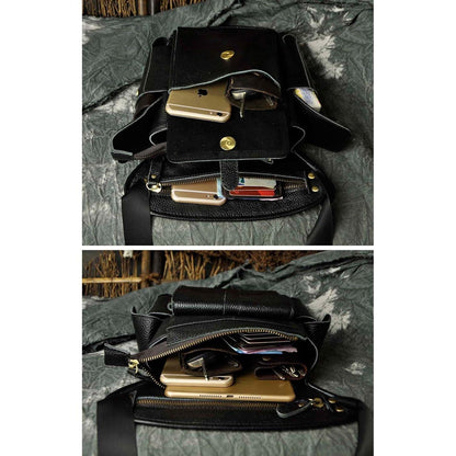 Herren Leder Hüfttasche Gürteltasche Schwarz