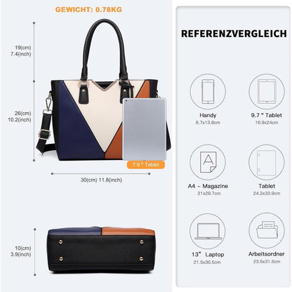 Miss Lulu Damen Handtasche V-förmiges Design Shopper