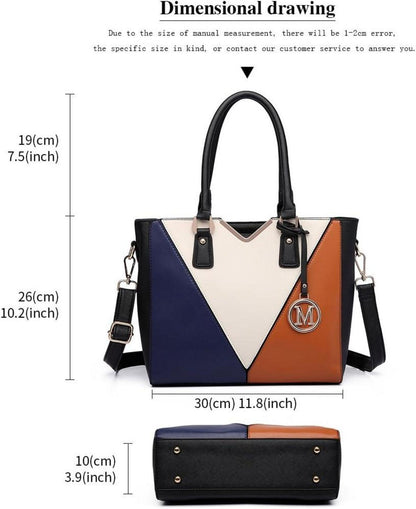 Miss Lulu Damen Handtasche V-Design Schultertasche Braun