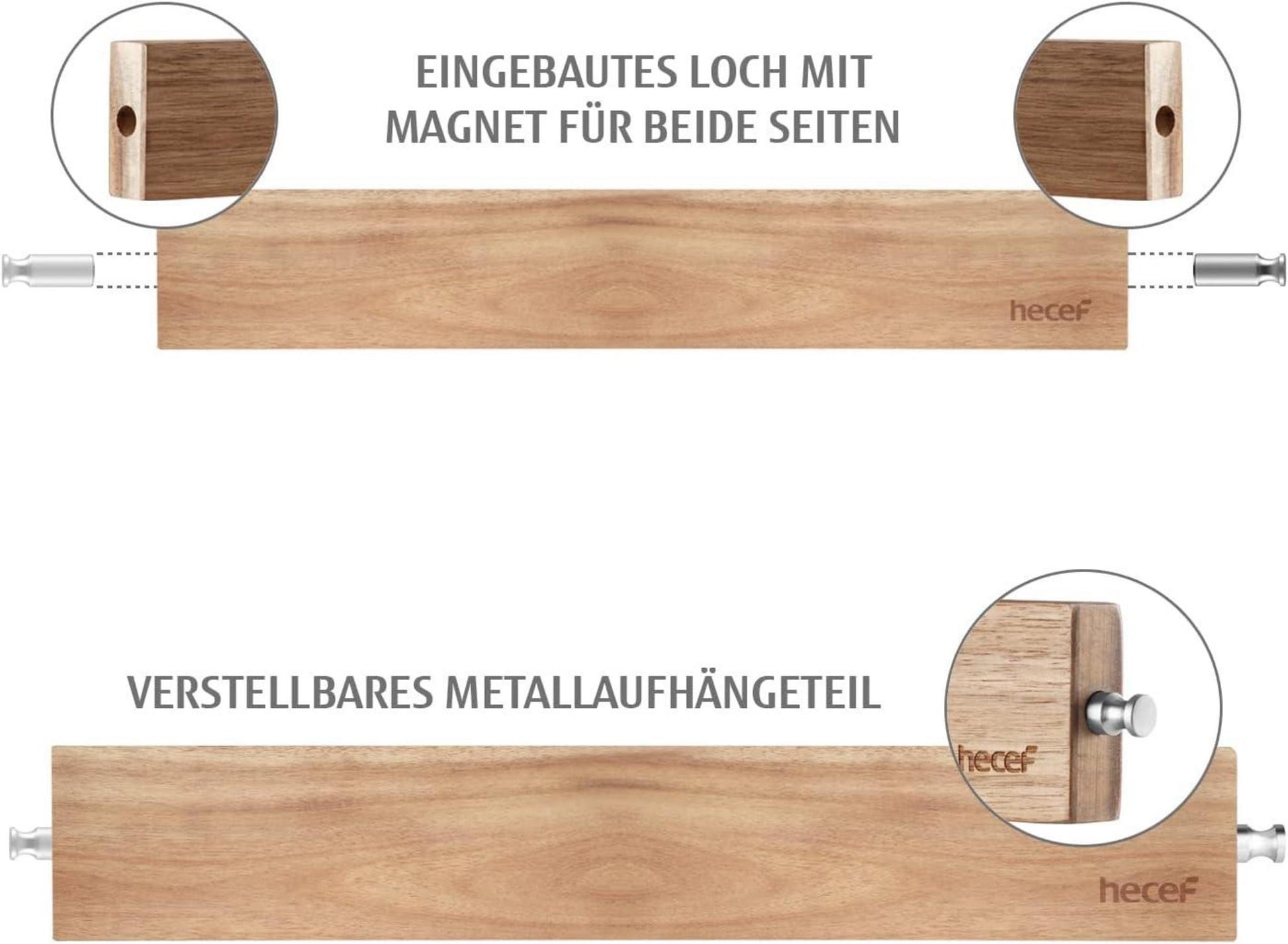 Magnetischer Messerhalter Akazie Holz Stark Mag schwarz