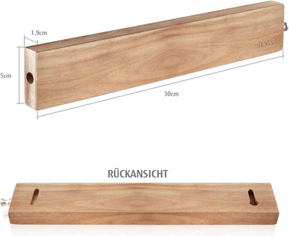 Magnetischer Messerhalter 30cm Akazie Holz Lagerung Metall