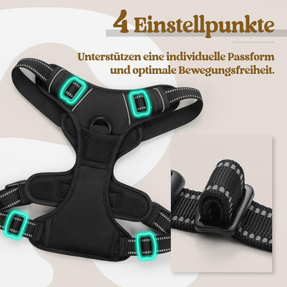 No-Pull Hundegeschirr atmungsaktiv Reflektoren Einstellbar