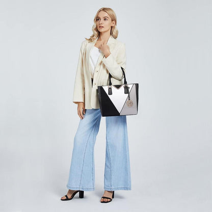 Miss Lulu Damen Handtasche Schultertasche Shopper V-Design