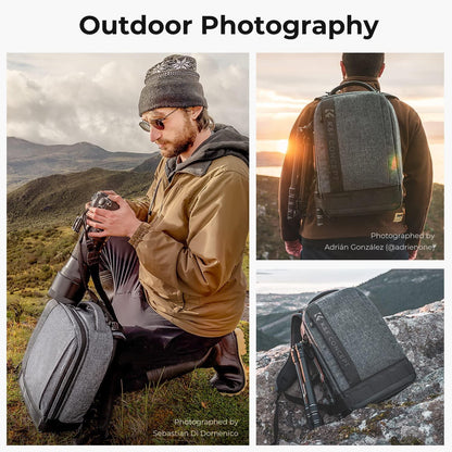 Kamerarucksack DSLR 17L Fototasche für Canon Nikon Sony Olympus Grau