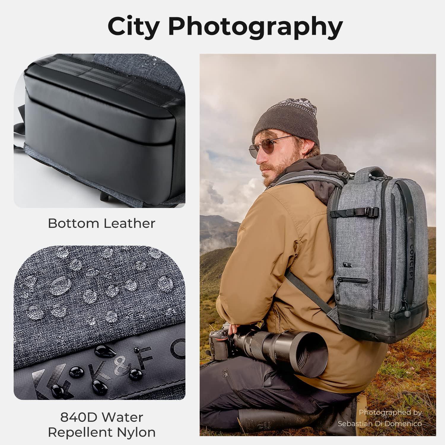 Kamerarucksack DSLR 17L Fototasche für Canon Nikon Sony Olympus Grau