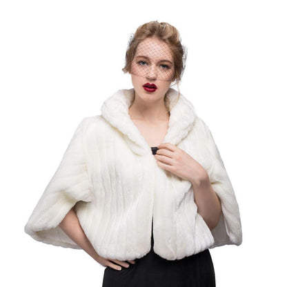 Kunstpelz Bolero Schal Stola für Braut Hochzeit Winter