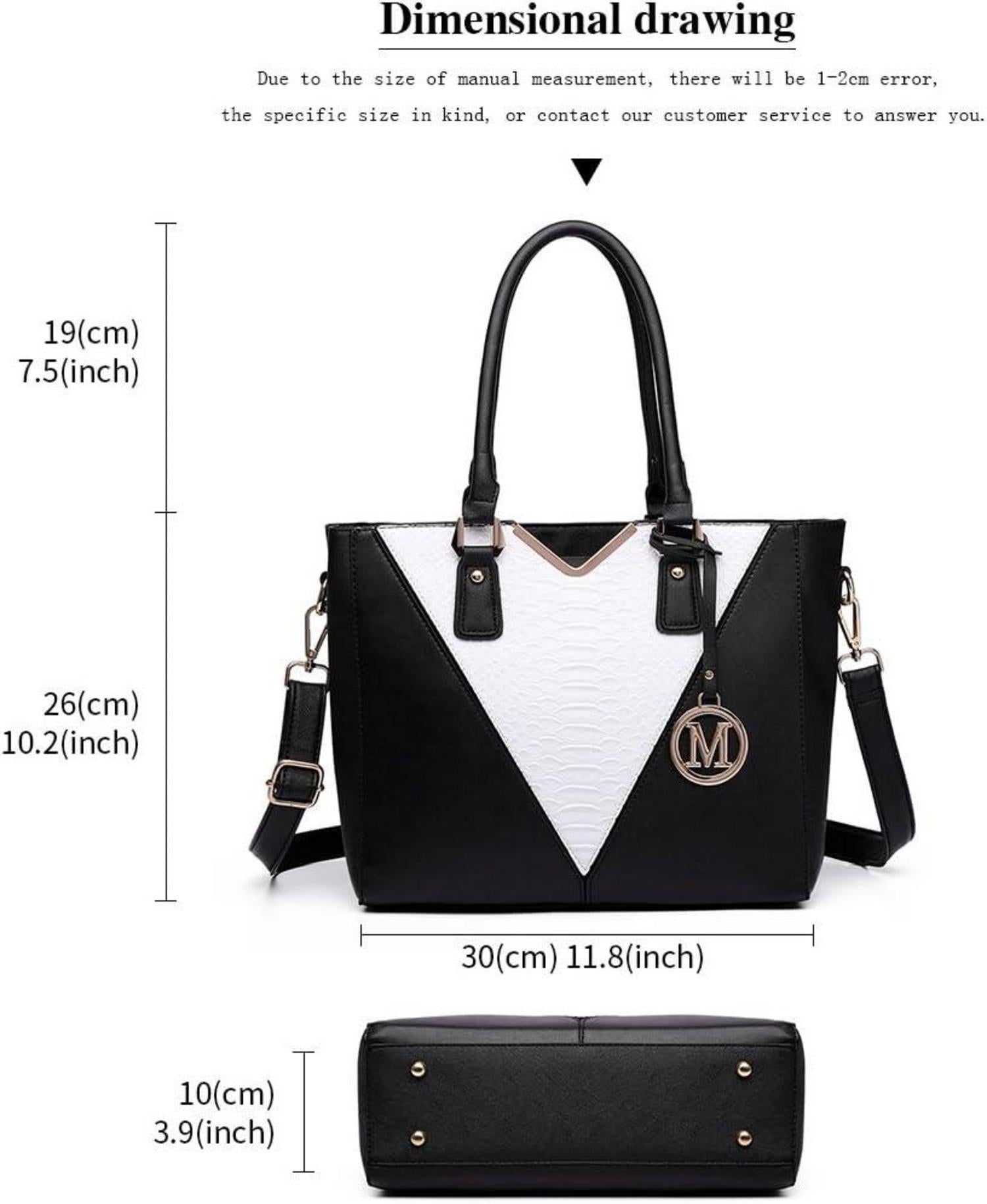 Miss Lulu Damen Handtasche Schultertasche Shopper V-förmiges Design Schwarz