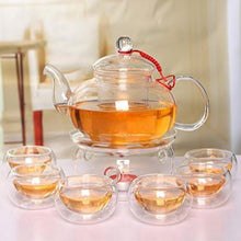Teekanne Set 600 mL Borosilikatglas Teebereiter + 6 Tea Tassen