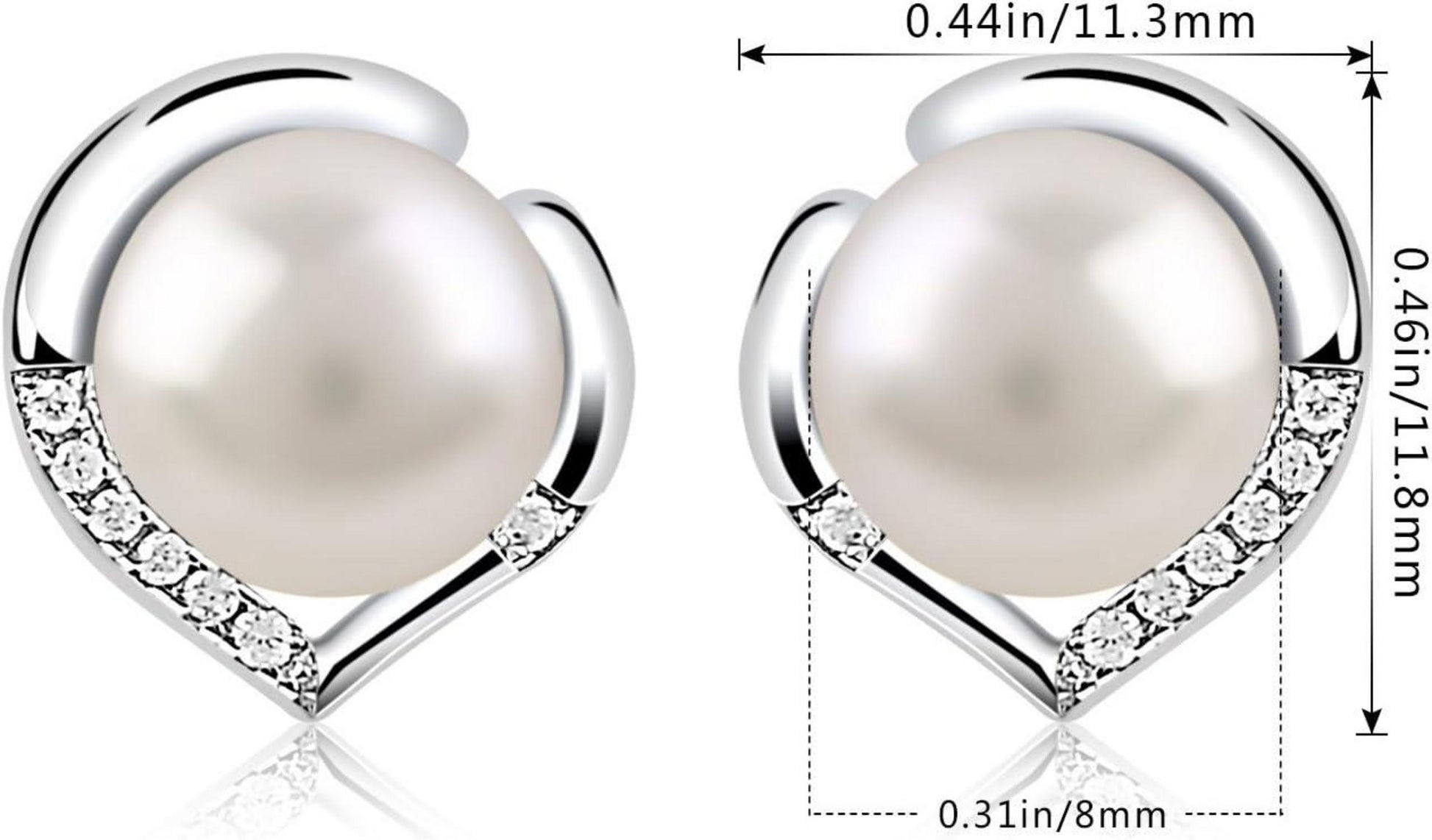 B.Catcher Süßwasserperlen Damen Ohrringe 925 Sterling Silber Herz Ohrstecker