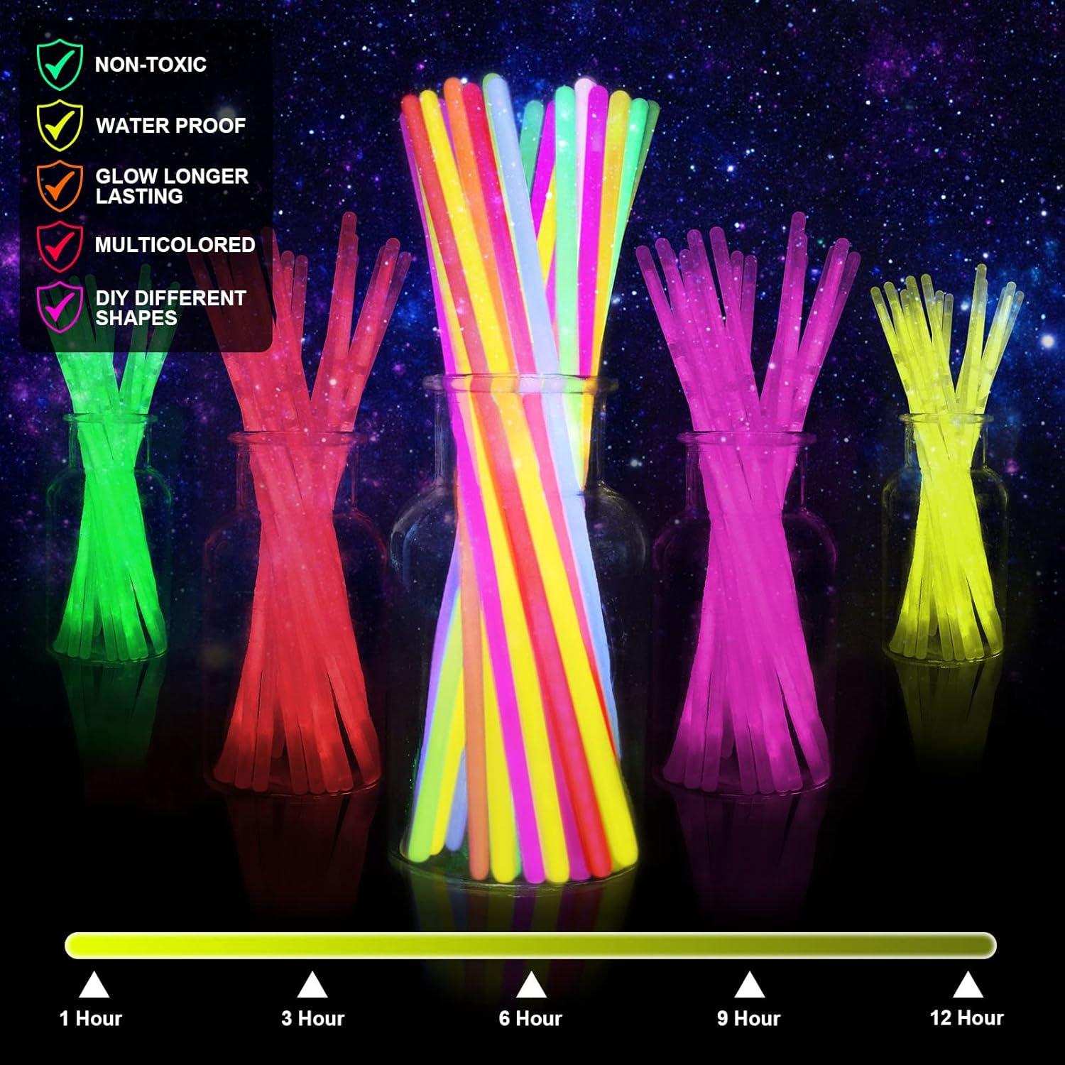 Leuchtstäbe Knicklichter 100 Stücke 5 Farben Glowstick Party