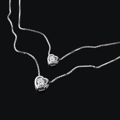 B.Catcher Damen Doppelkette Herz Halskette 925 Silber