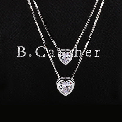 Damen Halskette 925er Silber Herz Anhänger Zirkonia Schmuck Weihnachtsgeschenk