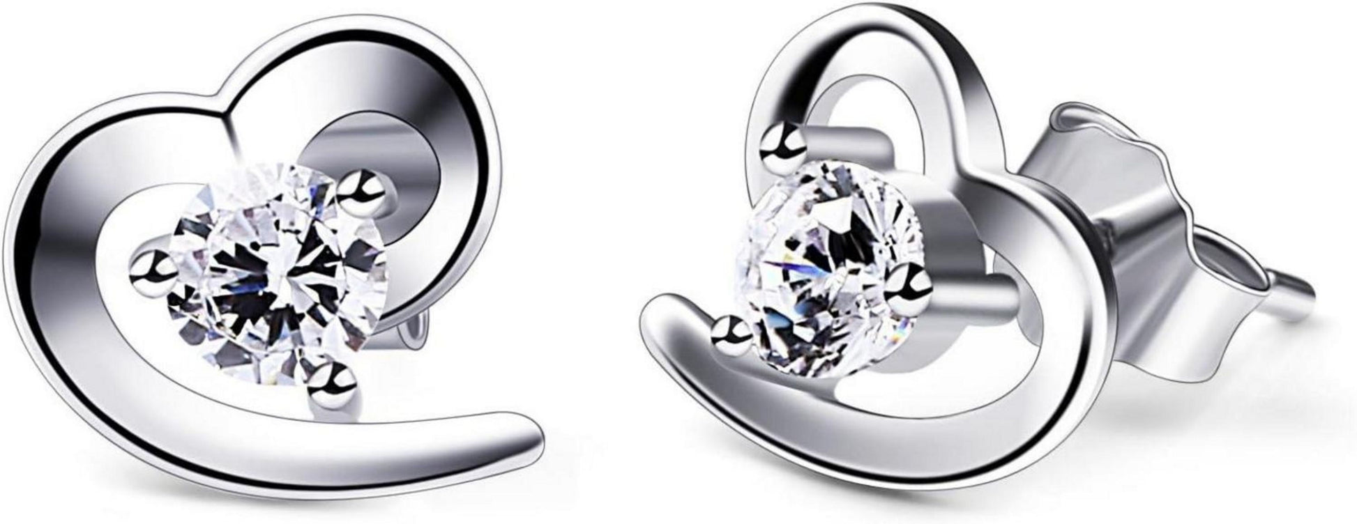 925 Sterling Silber Herz Ohrringe mit Zirkonia Steinen
