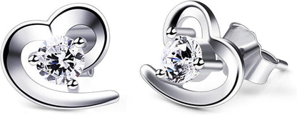 925 Sterling Silber Herz Ohrringe mit Zirkonia Steinen