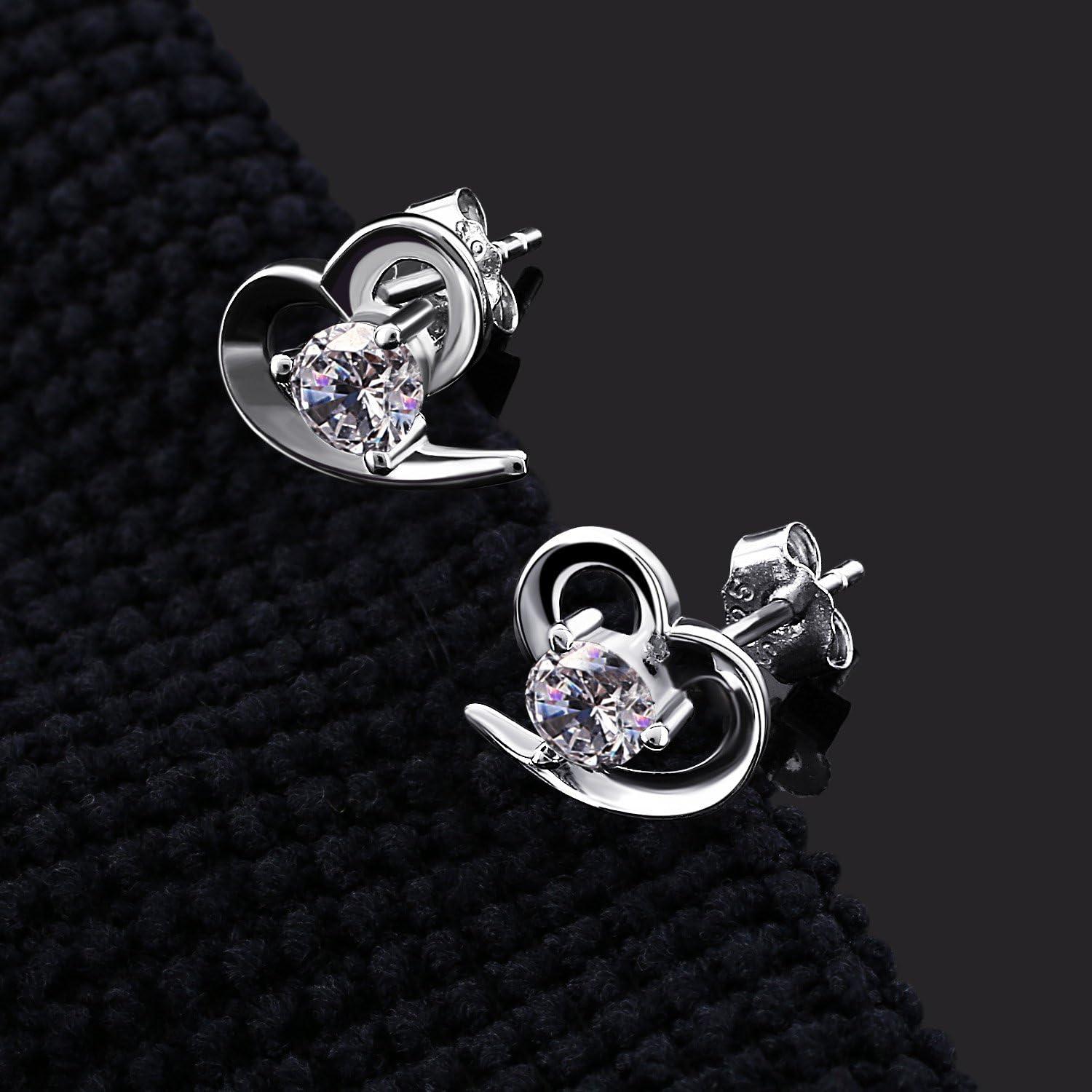 B.Catcher Herz Ohrringe 925 Sterling Silber Ohrstecker 5A