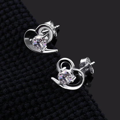 B.Catcher Herz Ohrringe 925 Sterling Silber Ohrstecker 5A