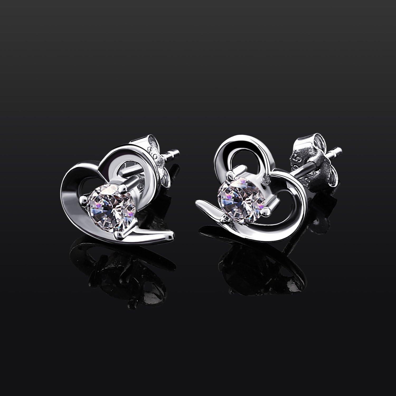 925 Sterling Silber Herz Ohrringe mit Zirkonia Steinen