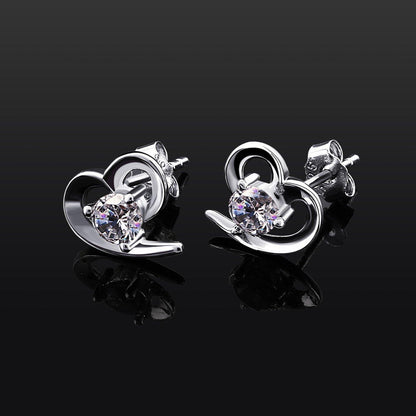 925 Sterling Silber Herz Ohrringe mit Zirkonia Steinen