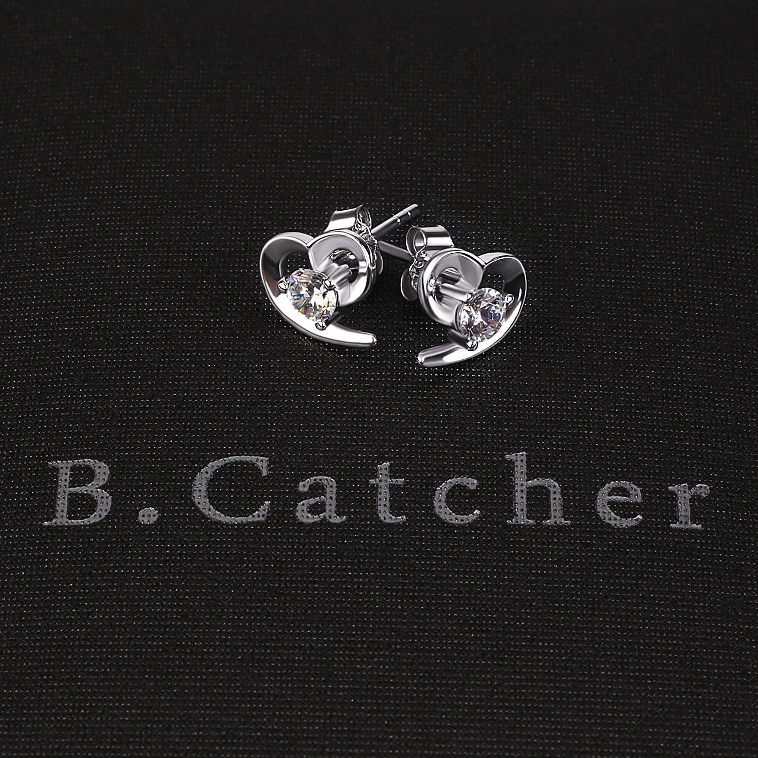 B.Catcher Herz Ohrringe Damen 925 Sterling Silber Ohrschmuck
