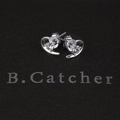 B.Catcher Herz Ohrringe Damen 925 Sterling Silber Ohrschmuck