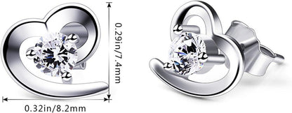 B.Catcher Herz Ohrringe Damen 925 Silber Ohrstecker Zirkonia Box