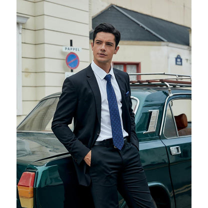 Herren Krawatte Set Navy Blau Extra Lang Karo