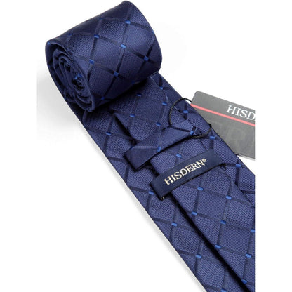 Herren Krawatte Set Navy Blau Extra Lang Karo