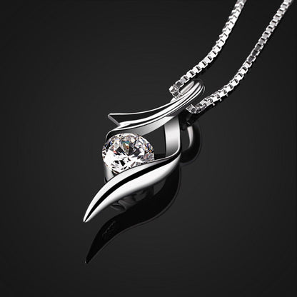 Zirkonia Notenschlüssel Anhänger 925 Sterling Silber Halskette