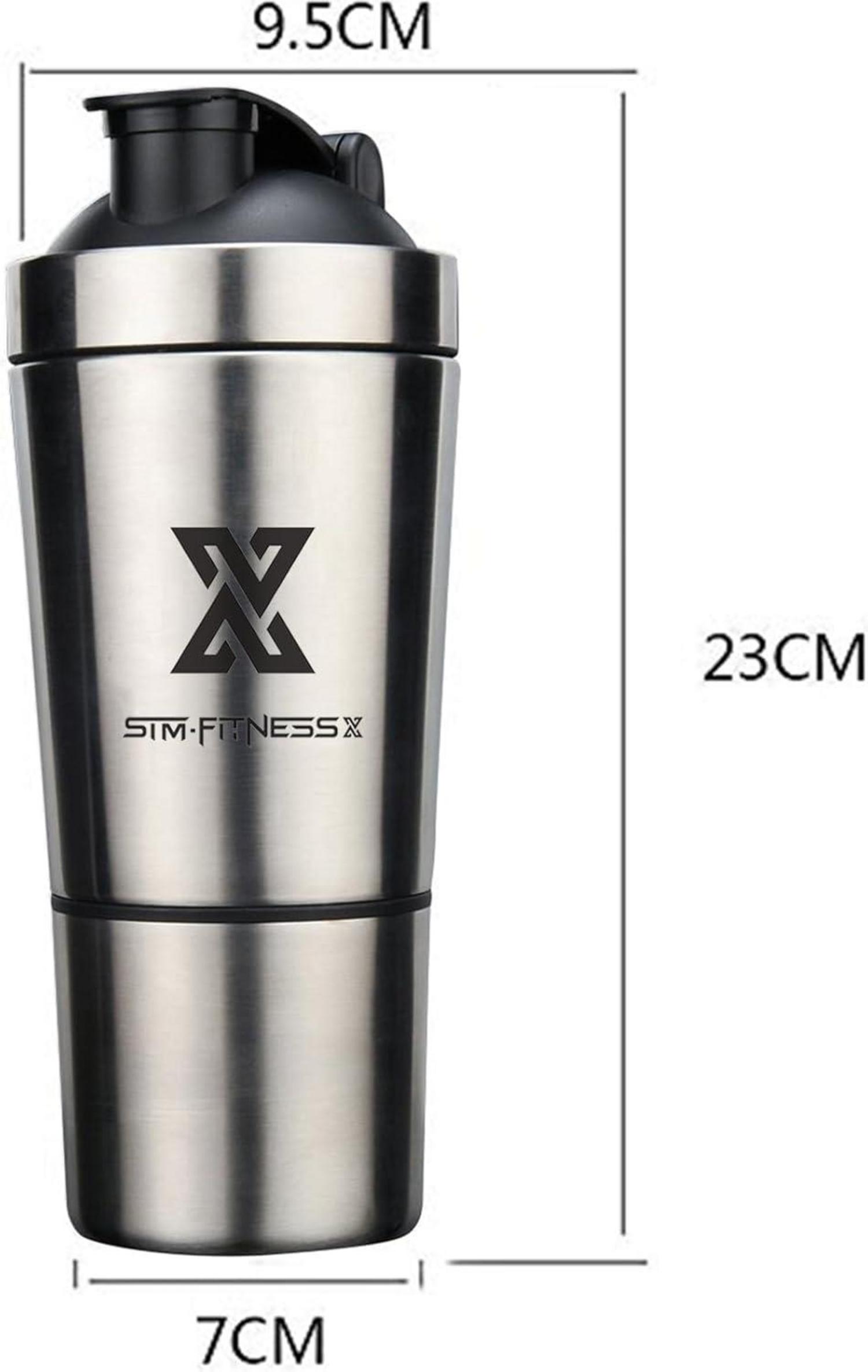 Edelstahl Protein Shaker 600+200ml | Eiweiß Sport Fitness