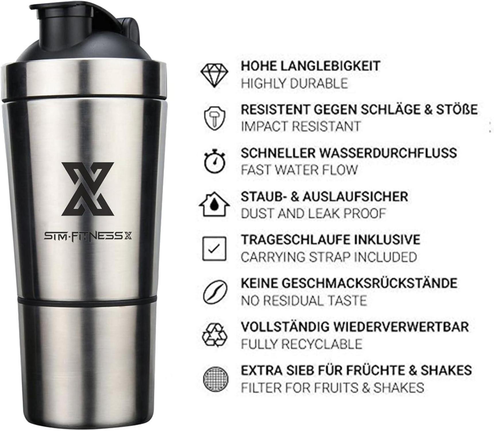 Edelstahl Protein Shaker 700ml 200ml Sport Fitness Eiweiß Shake