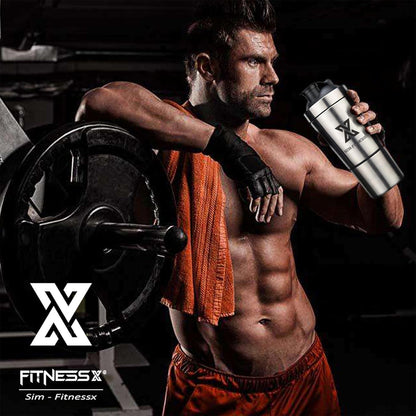 Eiweiß Shaker Edelstahl 800ml Protein Mix Bottle Fitness Sport Shake