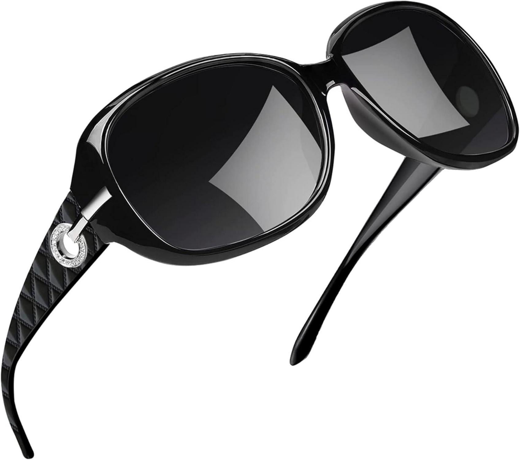 Polarisierte Sonnenbrille Damen Elegant Vintage XL Schwarz UV400