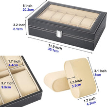Uhrenbox für 12 Uhren mit Glasdeckel und Samtfutter