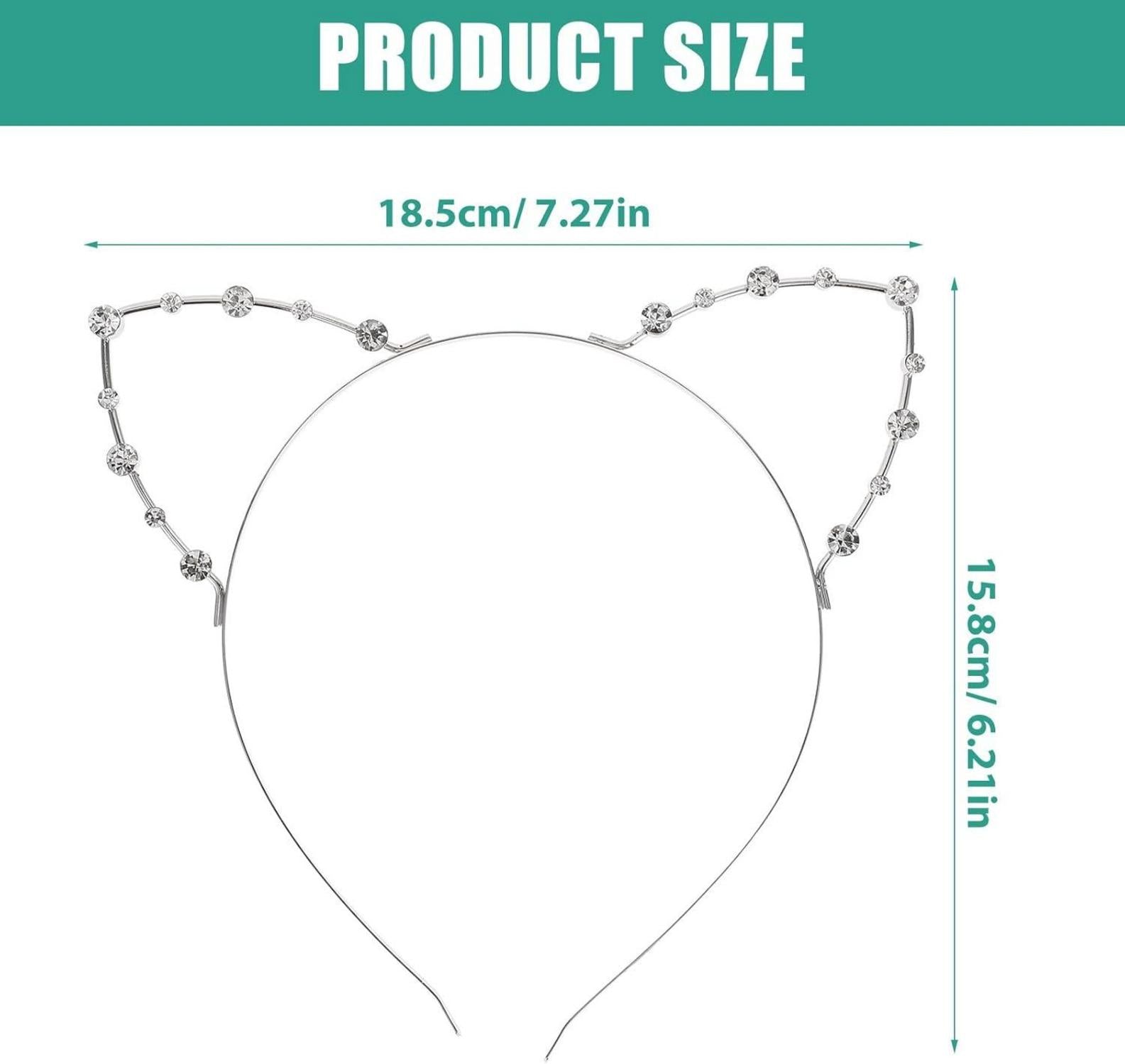 Stirnband mit Katzenohren und Strass für Maskerade und