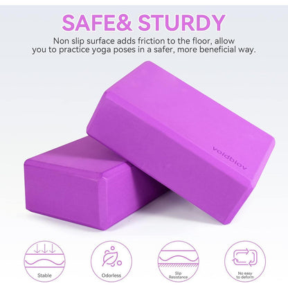 Yoga Blöcke 2er Set 23cm x 15,5cm x 7,8cm Purple EVA Schaumstoff