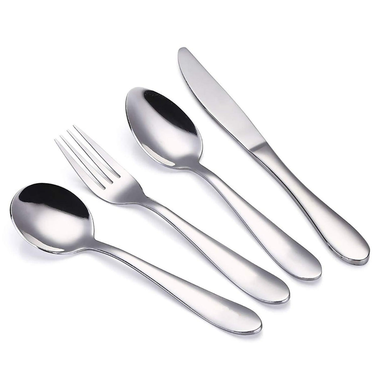 4-teiliges Kinderbesteck Set Edelstahl – Silber Geschirr