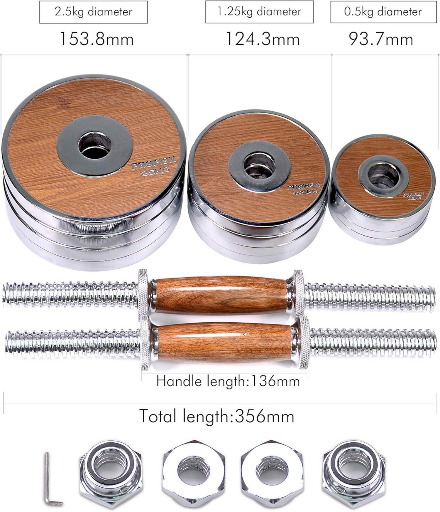 PROIRON Walnuss-Stahl Hantel Set 20KG Einstellbare Hanteln