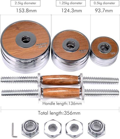 PROIRON Walnuss-Stahl Hantel Set 20KG Einstellbare Hanteln