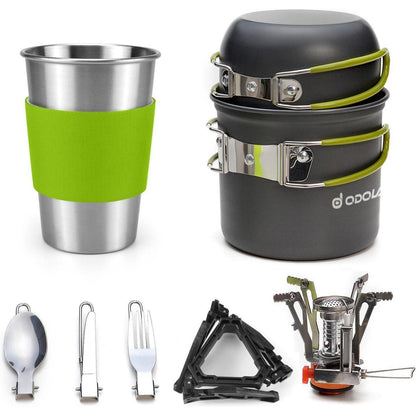 Odoland Camping Geschirr Set 9-teilig Aluminium Outdoor