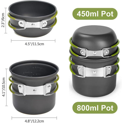 Odoland Camping Geschirr Set 9-teilig Aluminium Outdoor