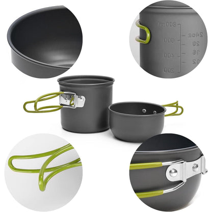 Odoland Camping Geschirr Set 9-teilig Aluminium Outdoor