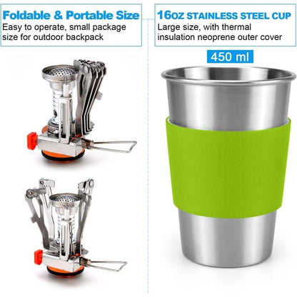 Odoland Camping Geschirr Set 9-teilig Aluminium Outdoor