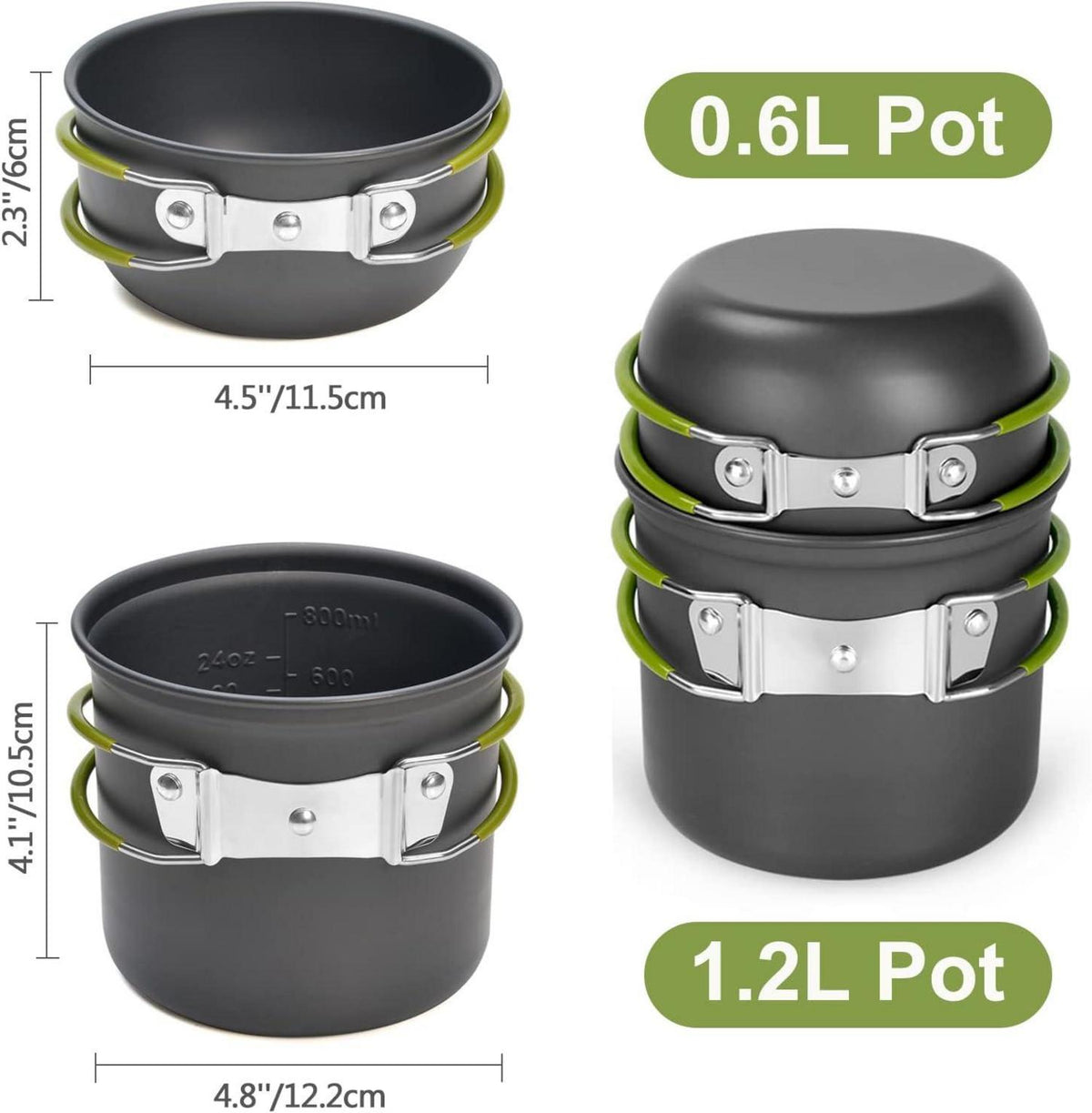 Odoland Camping Geschirr Set 9-teilig Aluminium Outdoor
