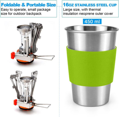 Camping Geschirr Set 9-teilig Aluminium Outdoor Kochgeschirr Töpfe Becher