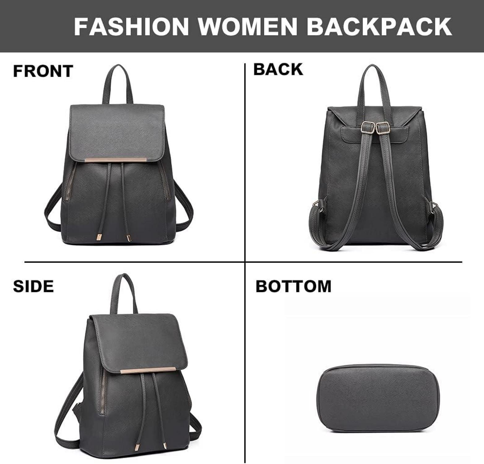 Damen Kunstleder Elegant Rolltop Rucksack Tunnelzug Stadt Tasche