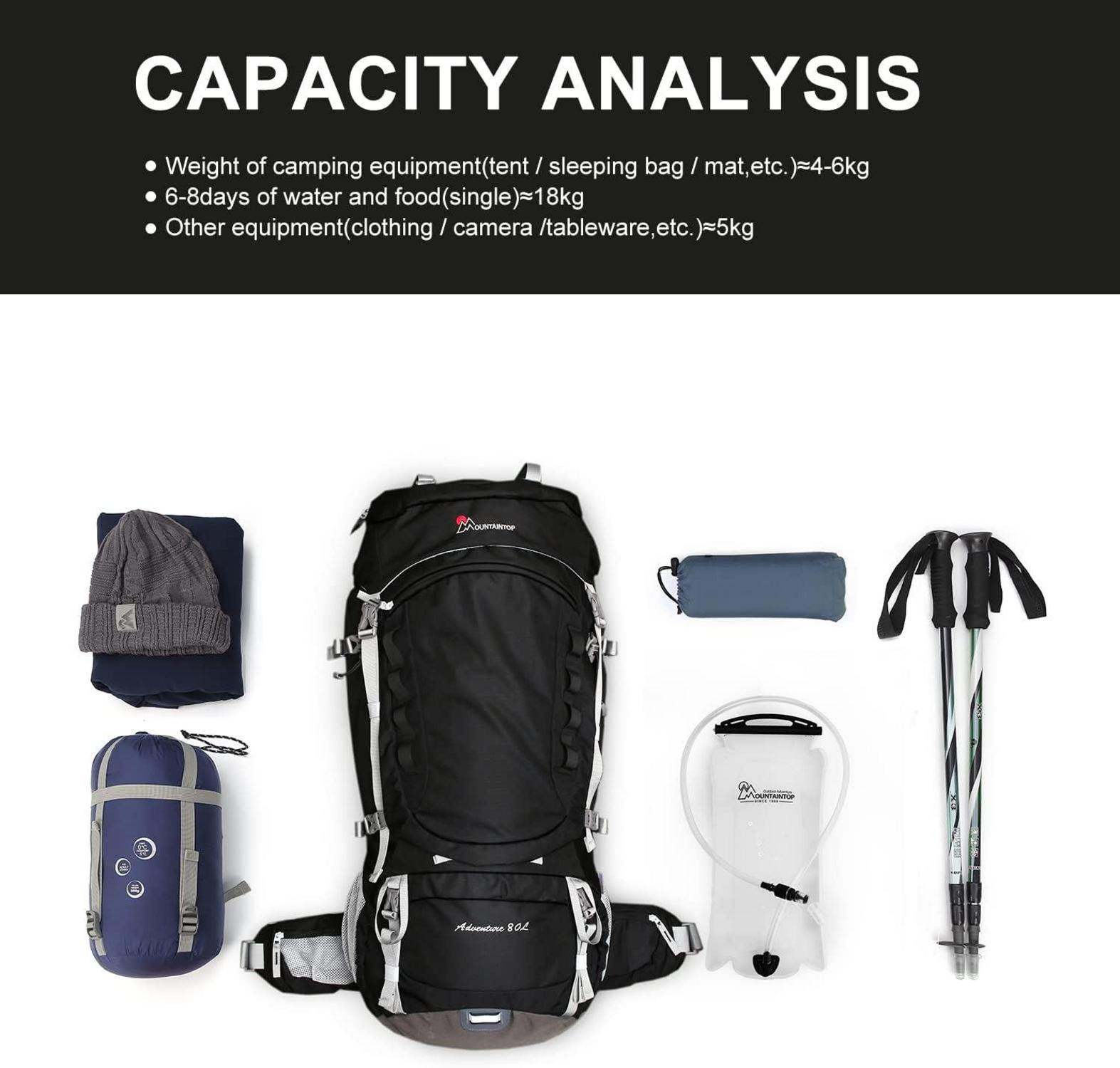 MOUNTAINTOP Trekkingrucksack 80L Wanderrucksack Regenschutz Outdoor Camping