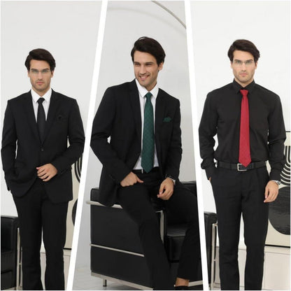 Extra lange Check Krawatte Taschentuch Set Rot-Weiss