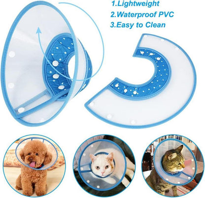 Verstellbare Halskrause Katze Leichtgewicht Schutzkragen 14.5-20.3cm Blau-M