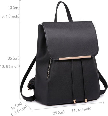 Kunstleder Damen Rucksack Elegant Rolltop Tunnelzug Cityrucksack